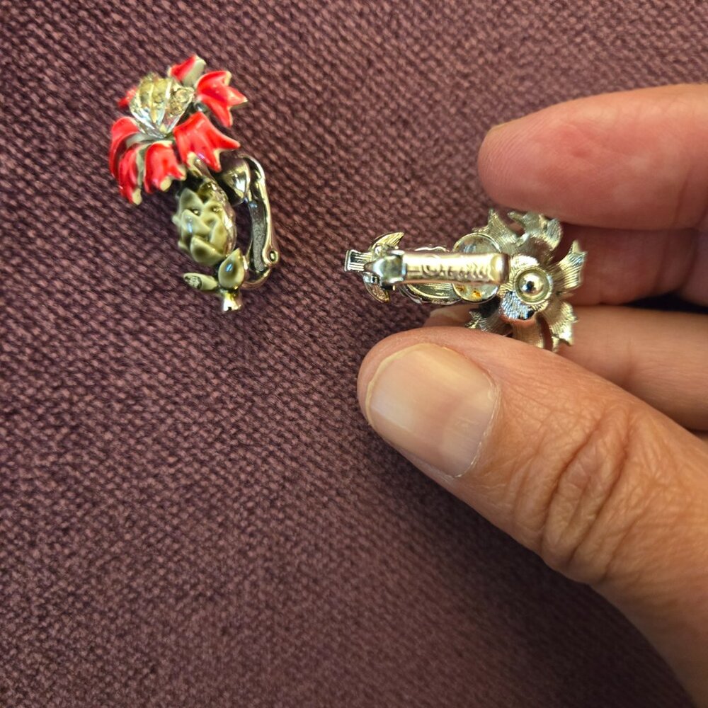 Vintage Coro Floral Clip-On Earrings